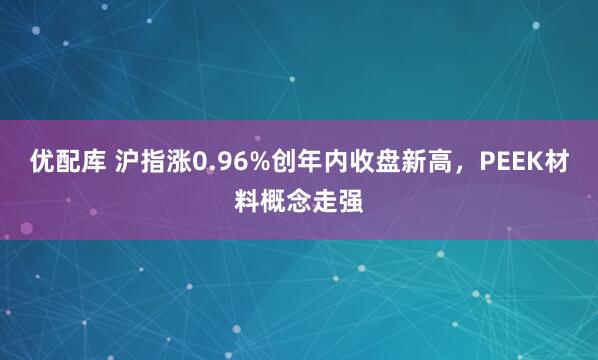 优配库 沪指涨0.96%创年内收盘新高，PEEK材料概念走强